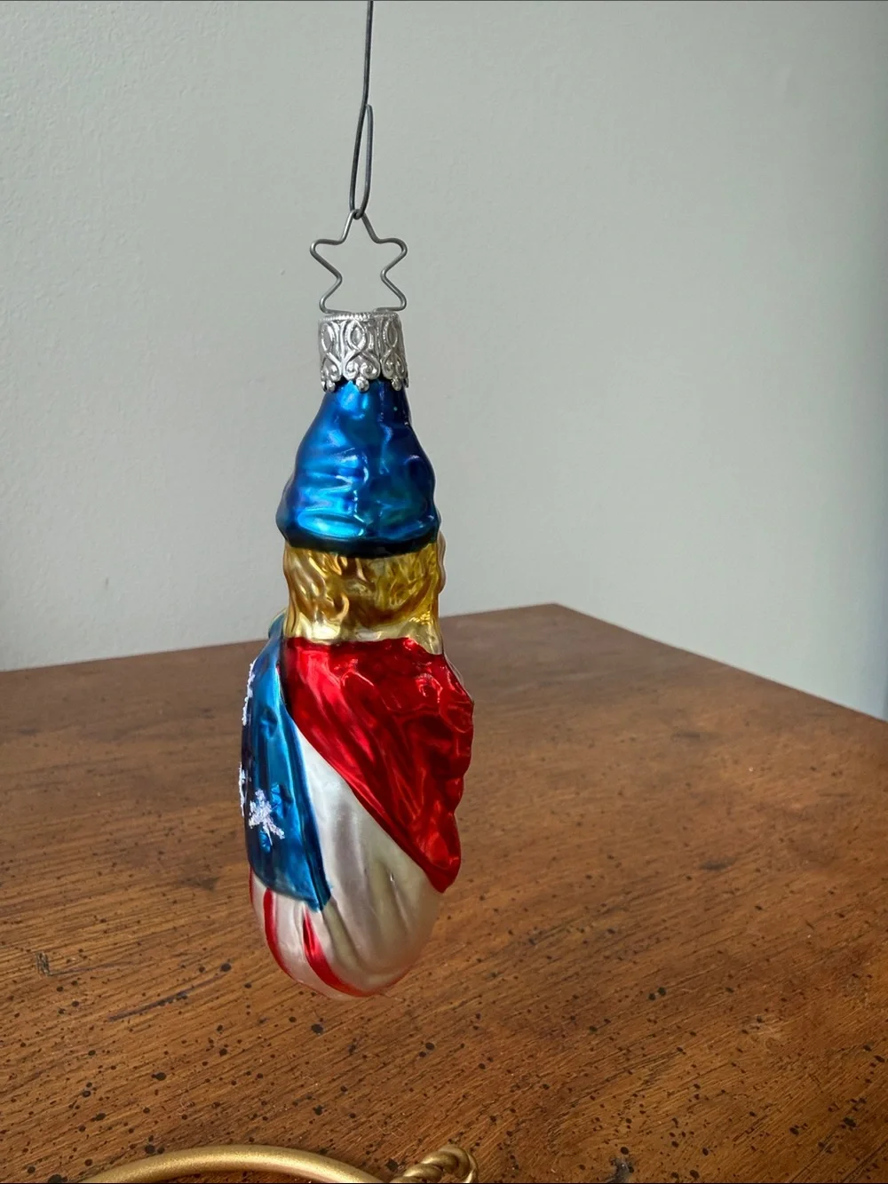 Old World Christmas Patriotic Lady Liberty Rd Wht Blue